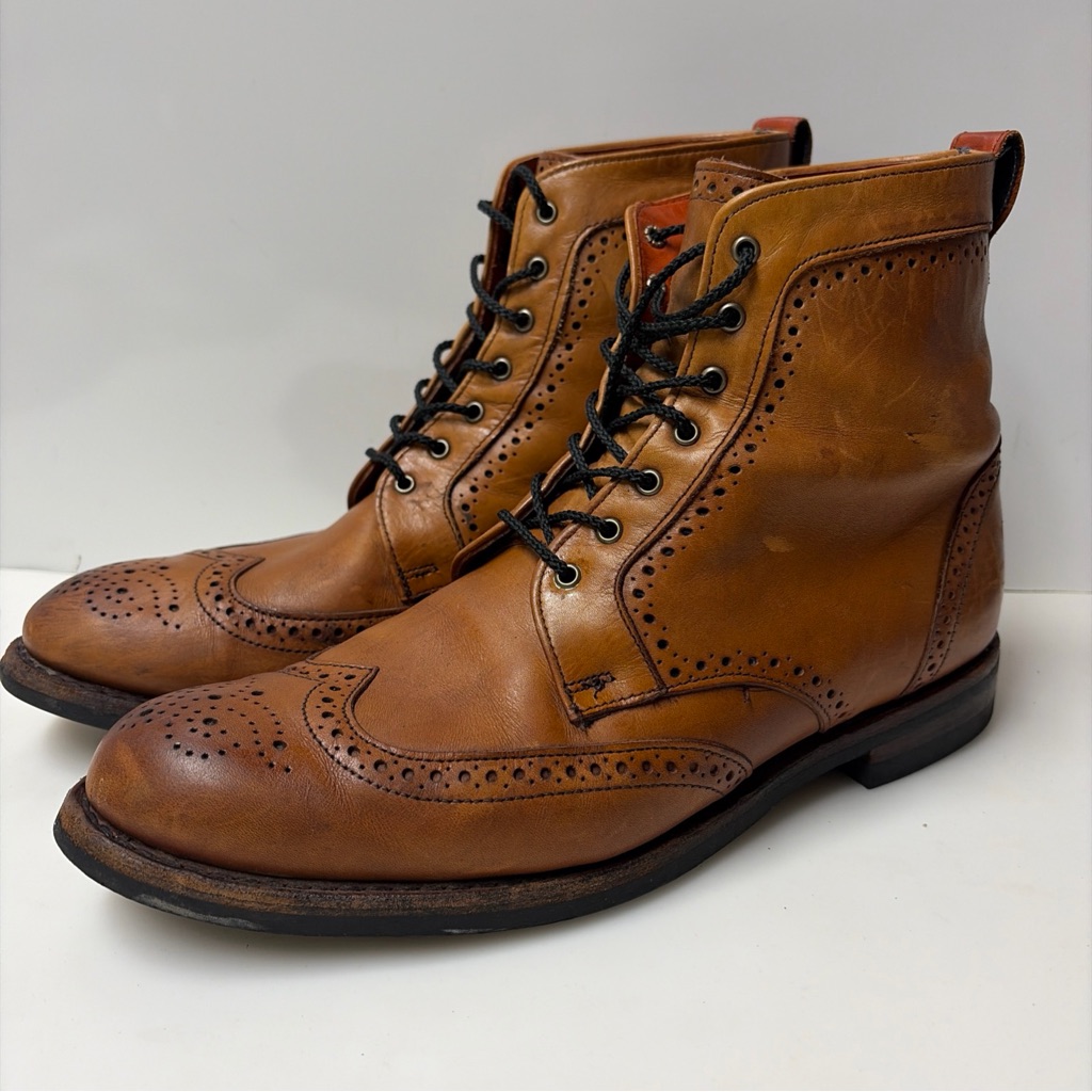 Allen Edmonds Dalton Walnut Brown Leather Wingtip Boots Sz 9 D